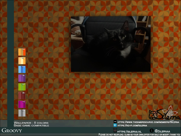 Sims 4 — Groovy by Silerna — - Basegame compatible - Wallpaper - 8 different colors - Please do not reupload, claim as