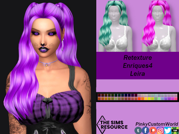 Sims 4 — Retexture of Leira hair by Enriques4 by PinkyCustomWorld — Medium long maxis hairstyle. This hair have cute,