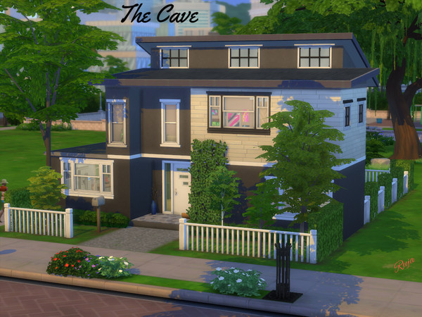 Sims 4 — The Cave by ruja2 — This house has two bedrooms, two bathrooms, kitchen, living room, even a swimming pool for