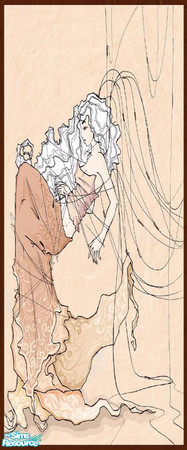 Sims 2 — Tied up Girl Design Wall by Miyu-Tenshi — A strange designed girl who is tied up in thread-a design great for