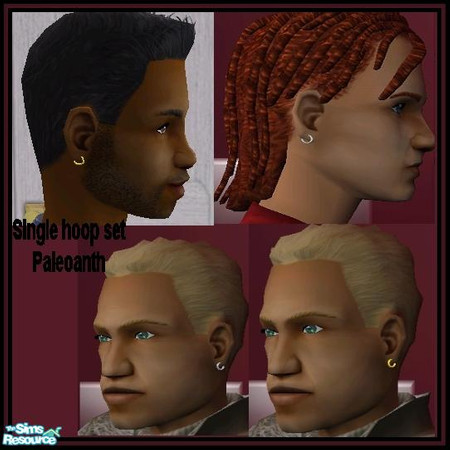 Sims 2 — Single male hoop set by Paleoanth — There is a single hoop set for both the right and left ears. Can be worn