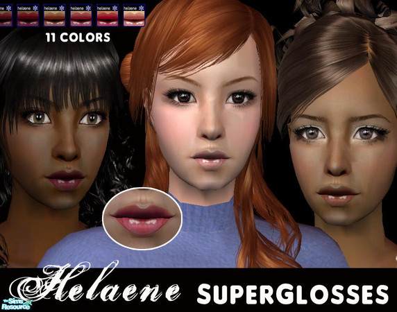 Sims 2 — Helaene - Superglosses by Helaene — This set of 11 high-shine glosses will make your sim feel like a star!
