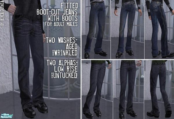 The Sims Resource - Set of 4 Adult Male Boot Cut Jeans