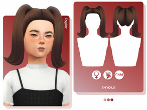 Sims 4 — EnriqueS4 - Taylor Hairstyle by Enriques4 — New Mesh 15 Swatches All Lods Base Game Compatible Child Version Hat