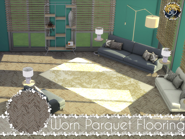 Sims 4 — Worn Parquet Flooring by PastelLavender — 9 swatches BGC