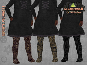 Sims 4 — SteamPunked - IP Toddler Tights by InfinitePlumbobs — Steam Punked themed patterned tights in Lace and Gears. -
