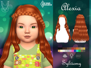 Sims 4 — Alexia Hairstyle (Toddler) by Sylviemy — Long curly hair with braid for toddler New Mesh Maxis Match All Lods