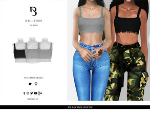 Sims 3 — Rib Raw Edge Crop Top by Bill_Sims — This top features a ribbed material with a raw edge design and a cropped