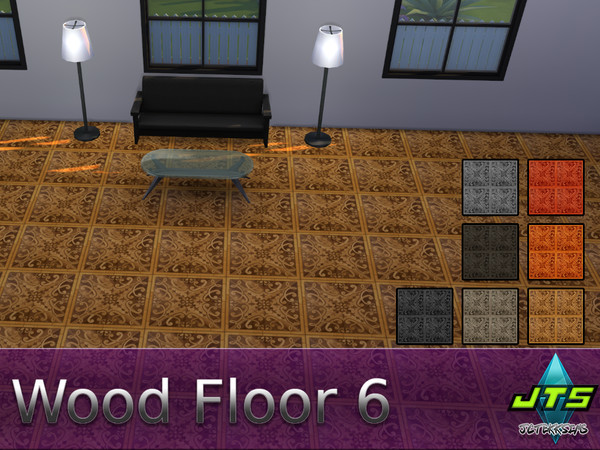 Sims 4 — Wood Floor 6 by JCTekkSims — Fancy yet antique style flooring. 7 different colors to choose from.