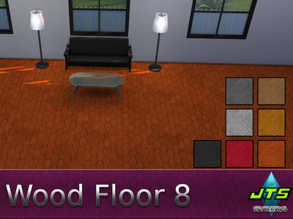 Sims 4 — Wood Floor 8 by JCTekkSims — Hexagon shaped floor tiles. Comes with 7 colors.
