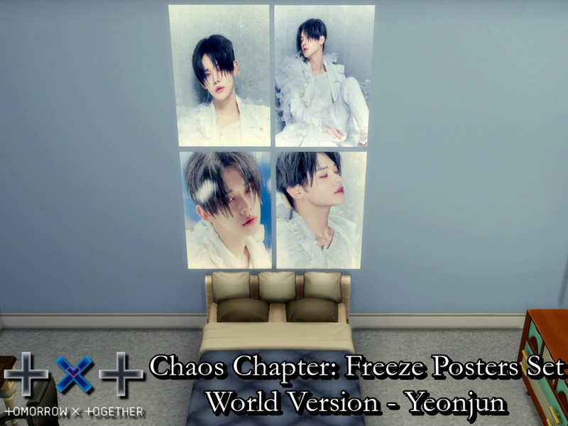 Sims 4 TXT Freeze: World Posters Set 2 (Yeonjun) - REQUIRES MESH by PhoenixTsukino