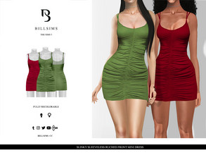 Sims 3 — Slinky Sleeveless Ruched Front Mini Dress by Bill_Sims — This mini dress features a slinky material with a