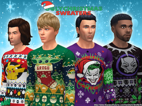 Sims 4 — Ugly Christmas Sweater by AmiSwift — 25 Christmas Sweaters featuring Disney, Marvel, DC, Harry Potter & 80's