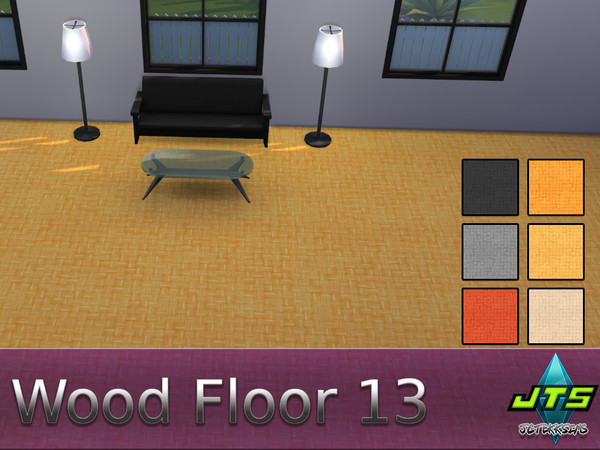 Sims 4 — Wood Floor 13 by JCTekkSims — Cross hatch style flooring with some shine to it. 6 colors come with it.