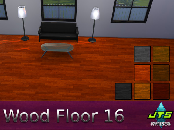 Sims 4 — Wood Floor 16 by JCTekkSims — Hardwood floor with some grain detail. This has 7 color swatches to choose from.