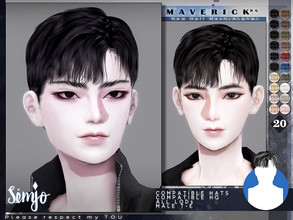 Sims 4 — TS4 Male Hairstyle_Maverick by KIMSimjo — New Hair Mesh(Alpha) 20 Swatches All LODs Male T-E Compatible with