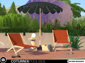Sims 4 — Coturnix Poolside by wondymoon — Coturnix poolside furnitures. Beach style lounge chair, folding chair and