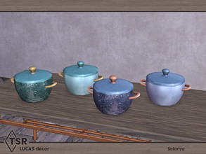 Sims 4 — Lucas Decor. Pan by soloriya — Big pan. Part of Lucas Decor set. 4 color variations. Category: Decorative -