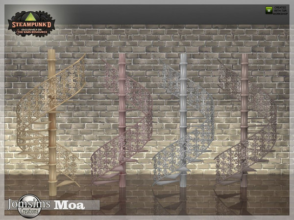 Sims 4 — Steampunked Moa living deco stairs by jomsims — Steampunked Moa living deco stairs