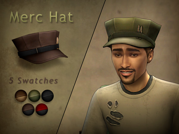 Sims 4 — Merc Hat by RoyIMVU — Hat I customized for a character inspired by Fallout 4. A few colour varieties were added