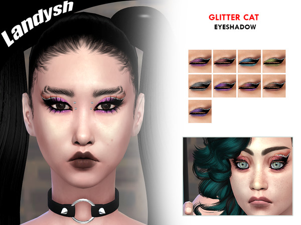 Sims 4 — Glitter Cat Eyeshadow by Landa-B — ( I USE 3D Lashes Kijiko for preview! ) Eyelashes are not included in the