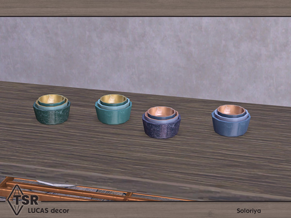Sims 4 — Lucas Decor. Bowls by soloriya — Three bowls in one mesh. Part of Lucas Decor set. 4 color variations. Category: