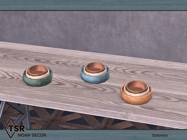 Sims 4 — Noah Decor. Bowls, v2 by soloriya — Three bowls in one mesh. Part of Noah Decor set. 3 color variations.