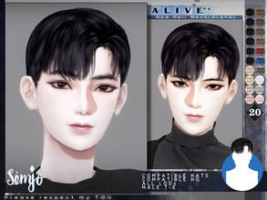 Sims 4 — TS4 Male Hairstyle_Alive by KIMSimjo — New Hair Mesh(Alpha) 20 Swatches All LODs Male T-E Compatible with Hats