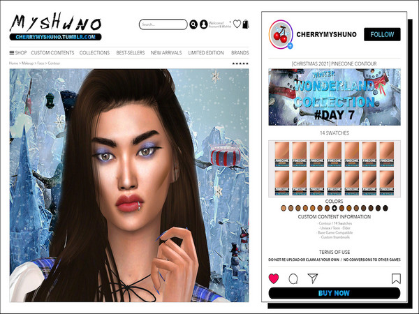 Sims 4 — CHRISTMAS 2021 - Pinecone Contour by cherrymyshuno — - 14 swatches - hq textures - teen - elder - base game