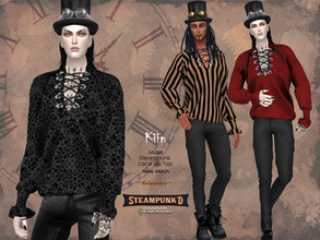 Sims 4 — Steampunked - KIIN - Male Top by Helsoseira — Style : Steampunk, gothic lace up shirt Name : KIIN Sub part Type