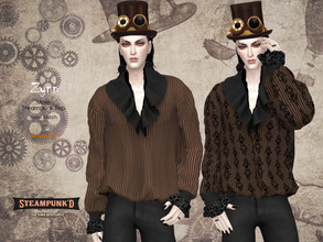 Sims 4 — Steampunked - ZYNN - Male Top by Helsoseira — Style : Steampunk ruffle front male shirt Name : ZYNN Sub part