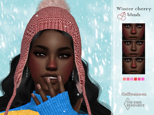 Sims 4 — Winter cherry blush by coffeemoon — 6 colors 3 styles for female and male: teen, young, adult, elder HQ mod