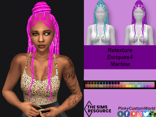 Sims 4 — Retexture of Martina hair by Enriques4 by PinkyCustomWorld — Beautiful maxis match box braids hairstyle in