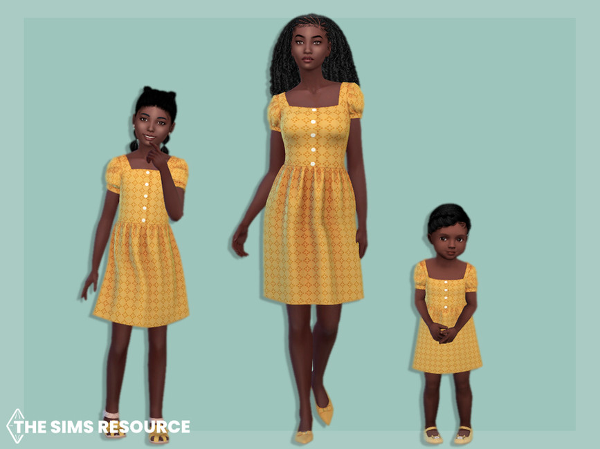 The Sims Resource - Short dress with puff sleeves Child