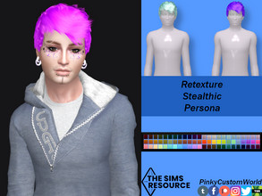 Sims 4 — Retexture of Persona hair by Stealthic by PinkyCustomWorld — Short and simple male alpha hair in unnatural hair