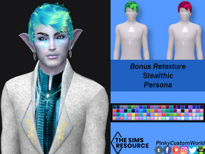 Sims 4 — Bonus Retexture of Persona hair by Stealthic by PinkyCustomWorld — Short and simple male alpha hair in unnatural