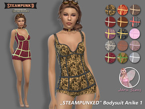 Sims 4 — Steampunked - Bodysuit Anike 1 by Jaru_Sims — New Mesh HQ mod compatible All LODs 15 swatches Teen to elder