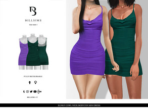 Sims 3 — Slinky Cowl Neck Bodycon Mini Dress by Bill_Sims — This mini dress features a slinky material with a cowl