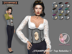 Sims 4 — Steampunked - Top Rebekka 1 by Jaru_Sims — New Mesh HQ mod compatible All LODs 9 swatches Teen to elder Custom
