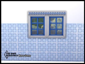 Sims 4 — My Perfect Greek Kitchen Window by seimar8 — Maxis match window in Greek blue and white with design Base Game