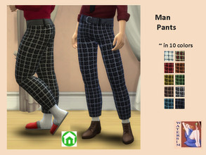 Sims 4 — ws Man Pants Cotton Check - RC by watersim44 — Man Pants Cotton Check - recolor ~ in 10 colors ~ Teen to Elder ~