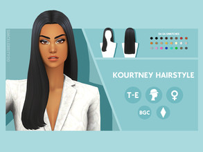 Sims 4 — Kourtney Hairstyle by simcelebrity00 — Hello Simmers! This long, sleek straight, and hat compatible hairstyle is