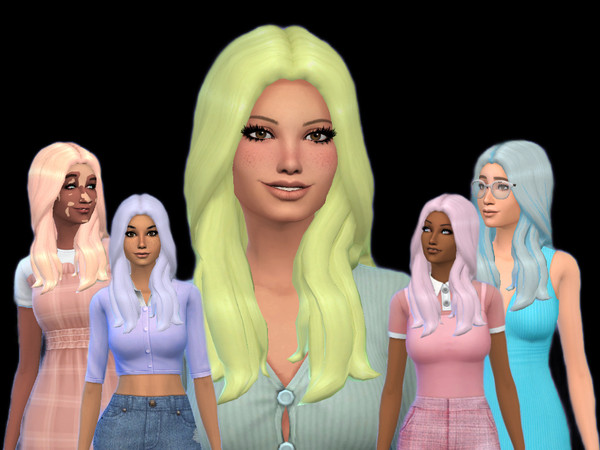 Sims 4 — Hair Wavy by Lunaccm — 10 Swatches Added From Base Game 