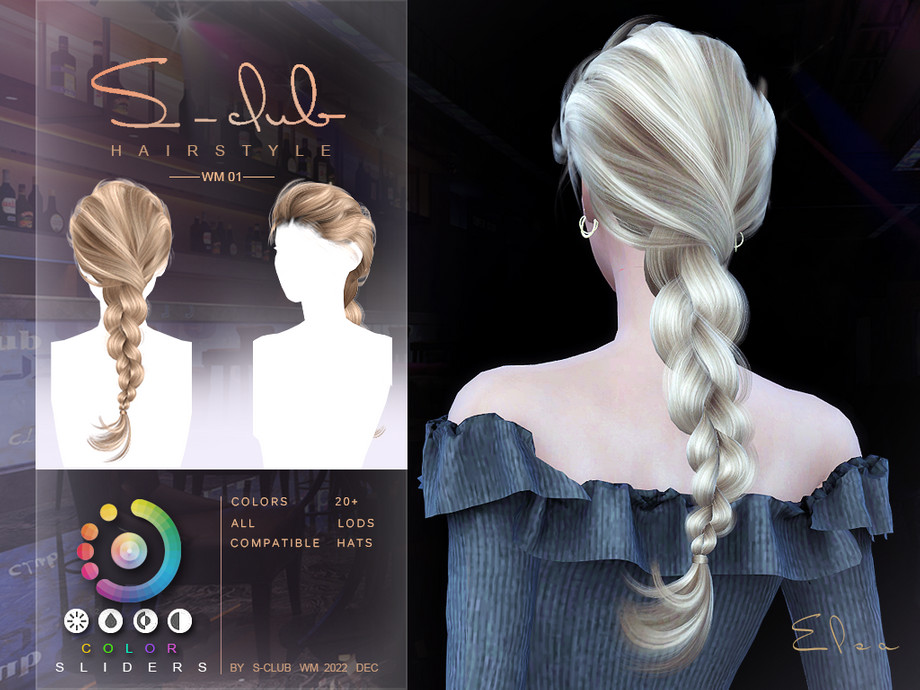 The Sims Resource - Single braid hairstyles (ELSA)