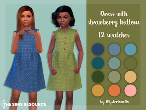 Sims 4 — Dress with strawberry buttons by MysteriousOo — Dress with strawberry buttons for kids in 12 colors 12 Swatches;