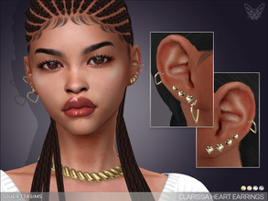 Sims 4 — Clarissa Heart Earrings by feyona — Clarissa Heart Earrings come in 4 colors: yellow, white, rose and black. * 4