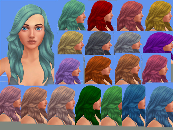 Sims 4 — Long Wavy Hair Recolor (Romantic Garden) by PinkDevilKiller — A recolor hair from the romantic garden pack.