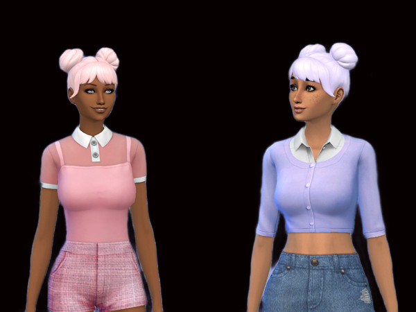 Sims 4 — Space Buns Eco lifestyle by Lunaccm — 7 Swatches and is Part of me trying to Recolor all the hairs from the sims