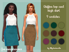 Sims 4 — Chiffon top and high skirt by MysteriousOo — Chiffon top and high skirt in 9 colors 9 Swatches; Base Game