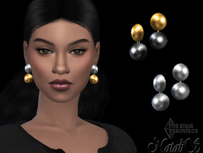 Sims 4 — Large metal balls earrings by Natalis — Large metal balls earrings. 5 color options. Female teen-elder. HQ mod